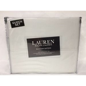 NEW RALPH LAUREN SILVER DUNHAM SATEEN QUEEN SHEET SET 4 PIECE SET 300 THREADS